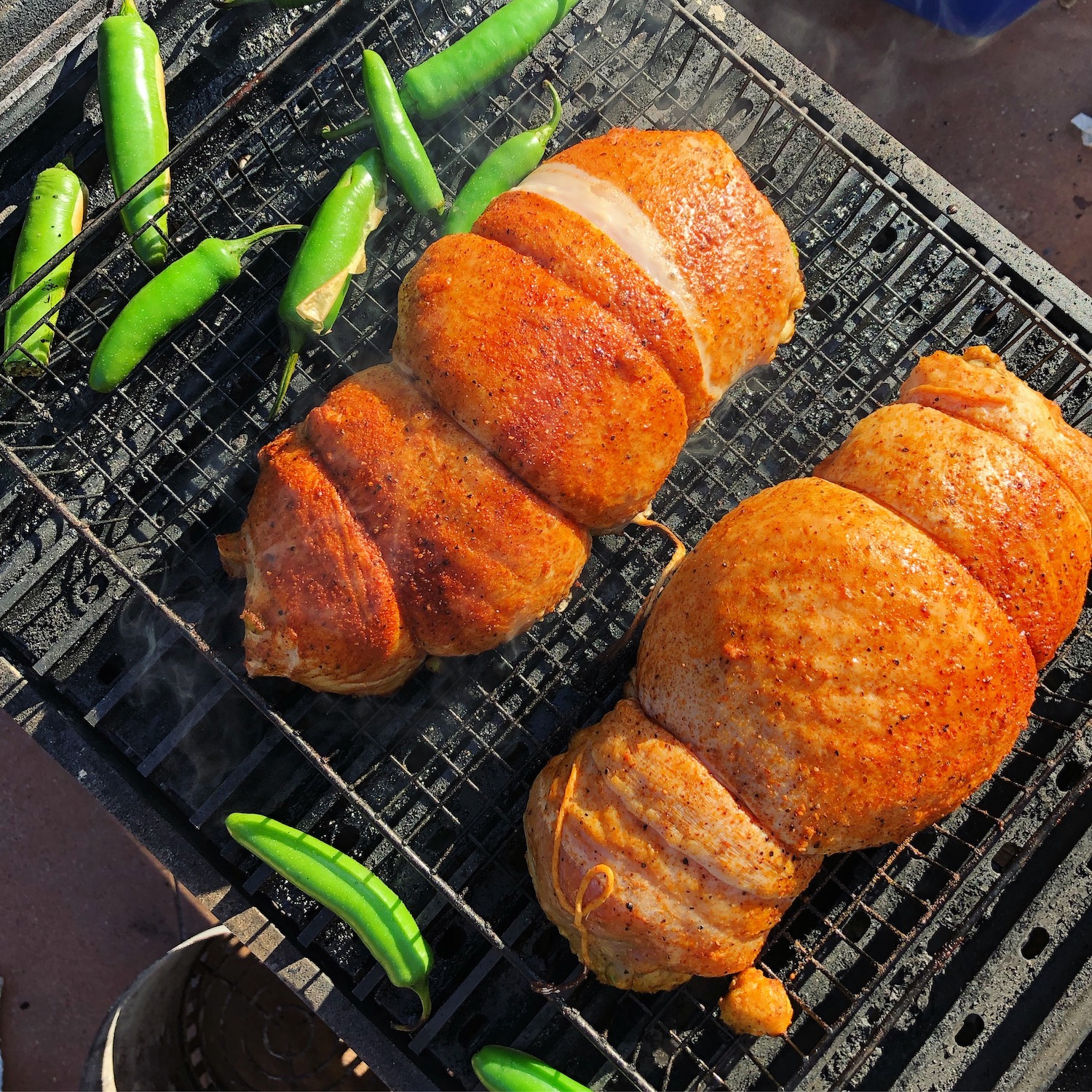 turkey breasts on a grill