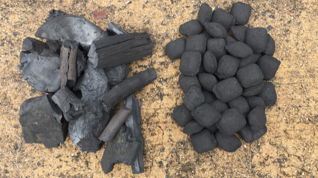 lump charcoal and charcoal briquettes